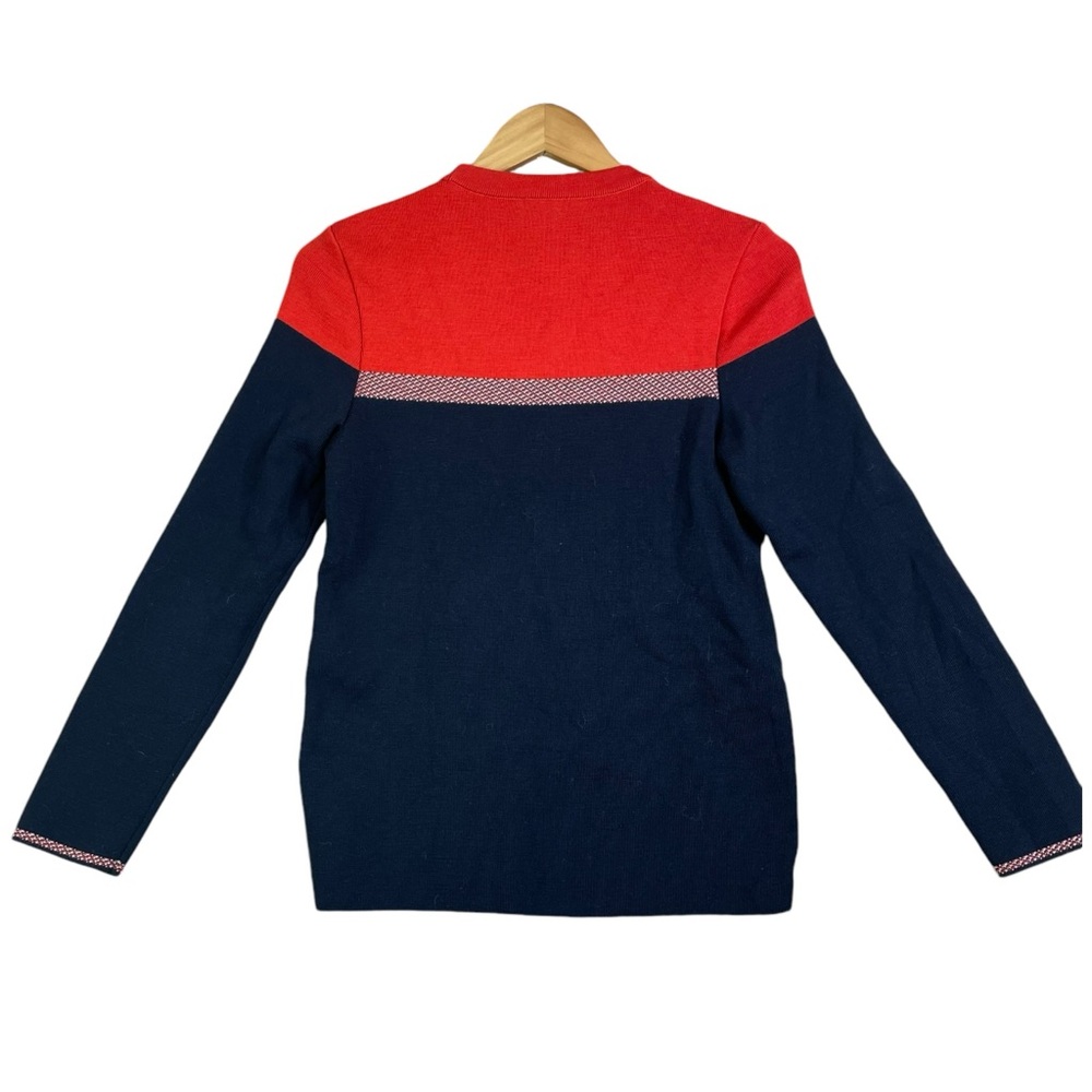 Saint James L' Atelier 100% Wool Color Block Navy Blue Red Women Sweater Size 6 - Picture 3 of 16